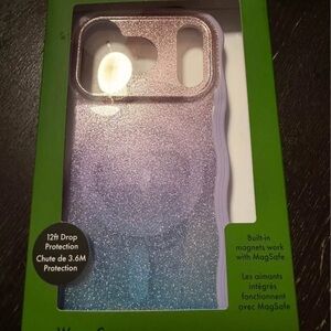 Kate Spade Purple and Silver Glitter Phone Case with MagSafe